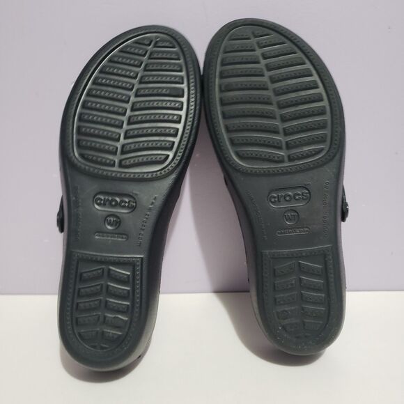 Crocs Black Slip On Comfort Sandals Women's Sz 7 - Picture 8 of 9